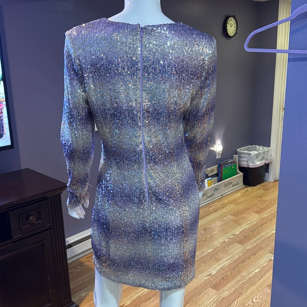 🛍️🛍️Purple and silver sequenced dress size 6 - Picture 3 of 10
